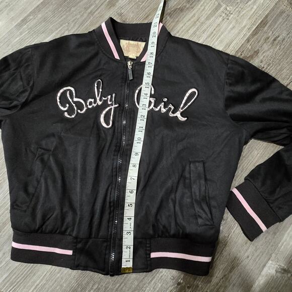 Iris Sport Couture Black & Pink Baby Girl 70's Style Windbreaker Zip Up Jacket - Picture 8 of 9